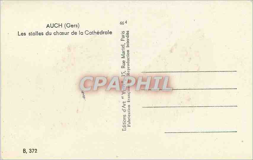 CPA Auch - Les Stalles du Chœur de la Cathedrale — Rückseite