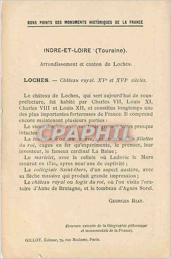 CPA Loches - Château royal ou Logis du Roi — Rückseite