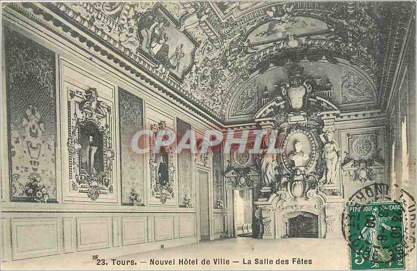 CPA Tours - Nouvel Hotel de Ville - La Salle des Fetes