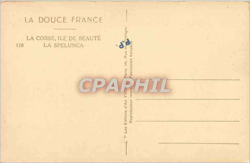 CPA La Corse - Ile de Beaute La Spelunca — Rückseite