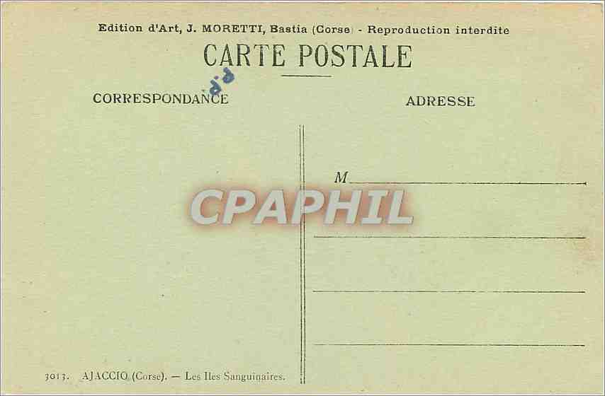 CPA Ajaccio - Les Iles Sanguinaires — Back