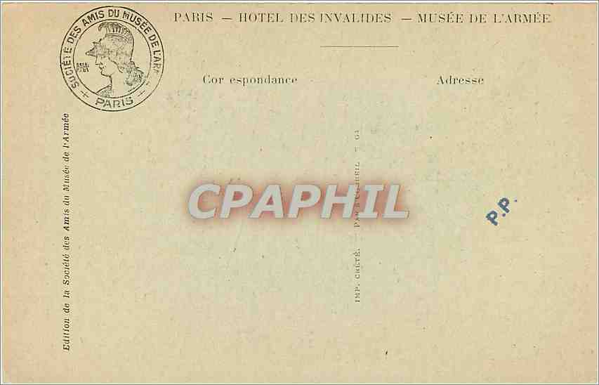 CPA Hotel des Invalides - Musee de l'Armee Habit que portait Bonaparte a la bataille de Marengo Napo — Rückseite