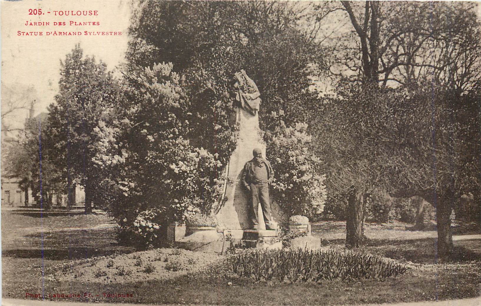 Toulouse - Jardin des Plantes — Statue von Armand Sylvestre — Foto. Labouina Ed. Toulouse