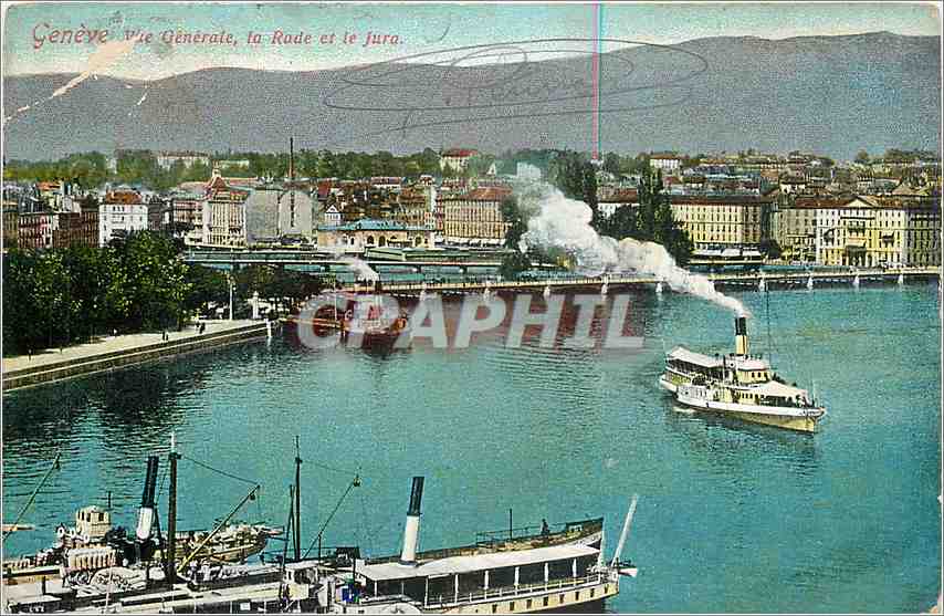 CPA Geneve - La Rade et Le Jura Bateaux