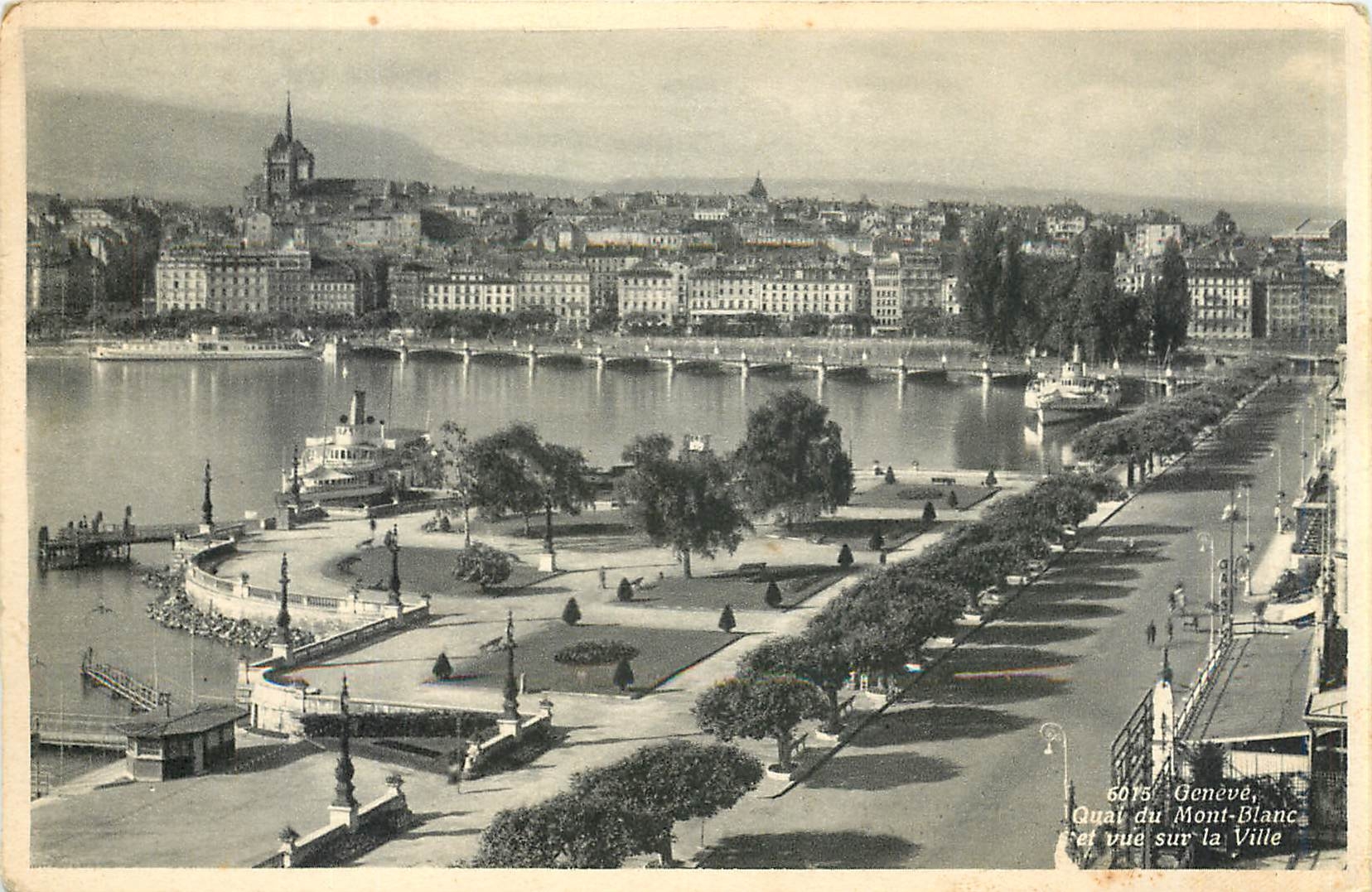 CPA Geneve  Quai du Mont-Blanc et vue sur la Ville