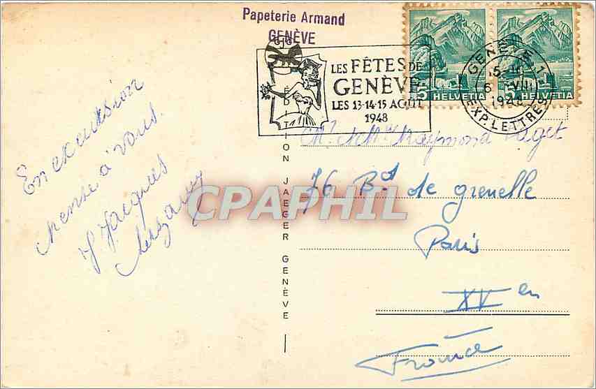 CPA Geneve  Quai du Mont-Blanc et vue sur la Ville — Verso