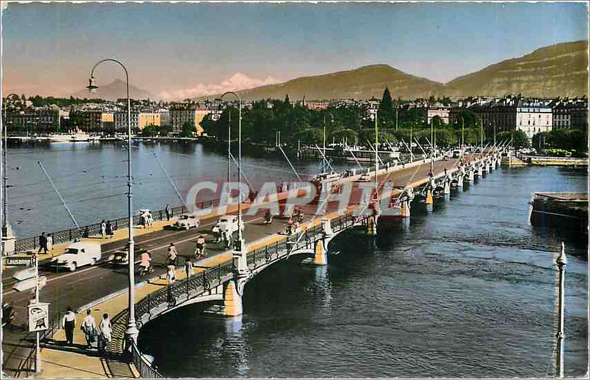 CPM Geneve  Pont du Mont-Blanc et le Mont-Blanc