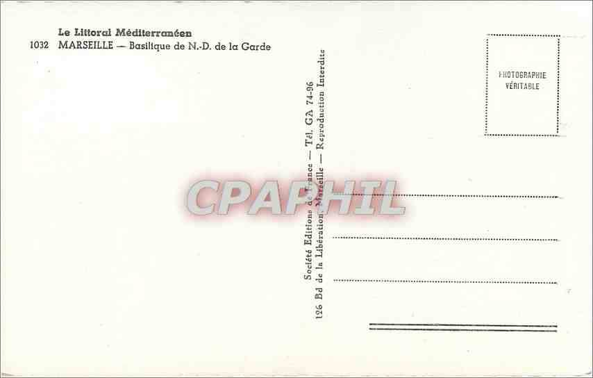 CPM Marseille - Basilique de N. D. de la Garde — Rückseite