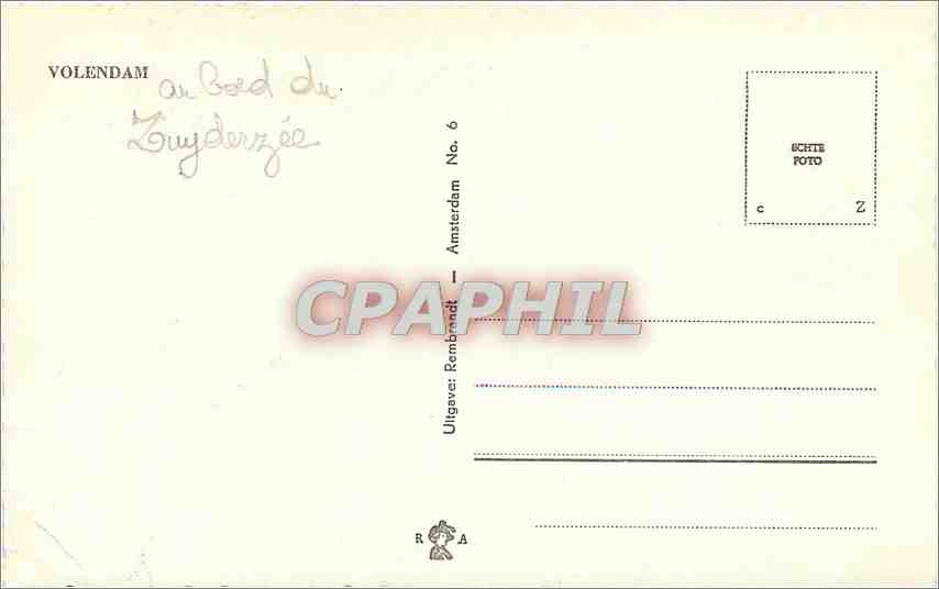 CPA Volendam au bord du Zuyderzee Folklore — Rückseite