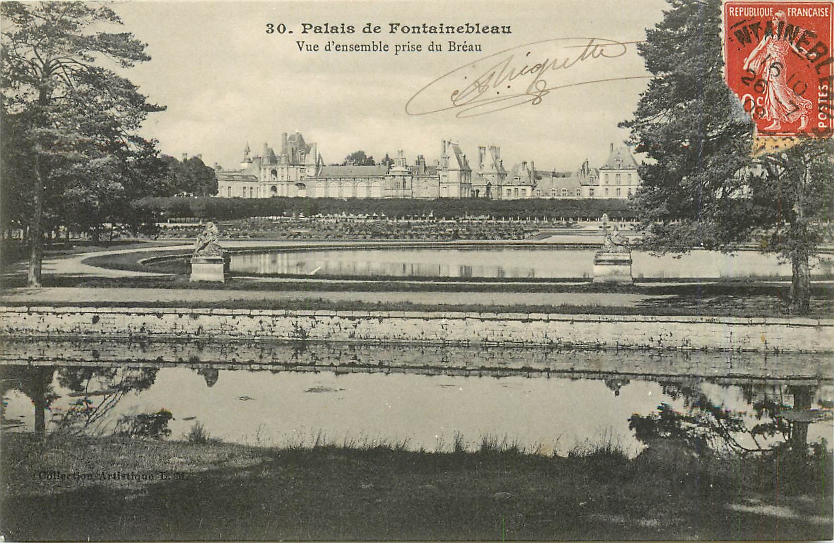 Schloss Fontainebleau — Gesamtaufnahme vom Bréau — Künstlerische Sammlung L. Marard