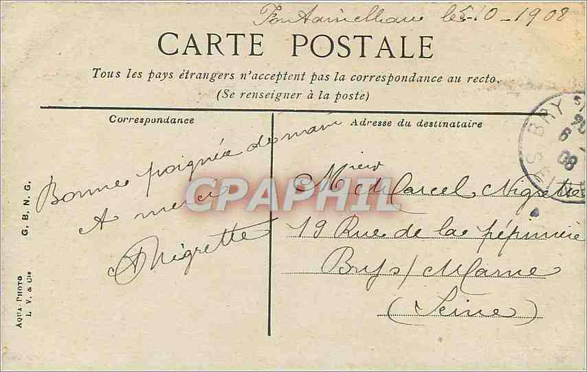 Fontainebleau. Das Schloss, der Ovalhof — Verlag G.B.N.G. n°4 — Rückseite