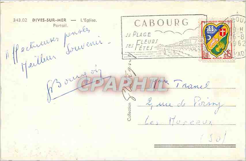 CPM Dives-sur-Mer  -  L'Eglise Portail — Rückseite