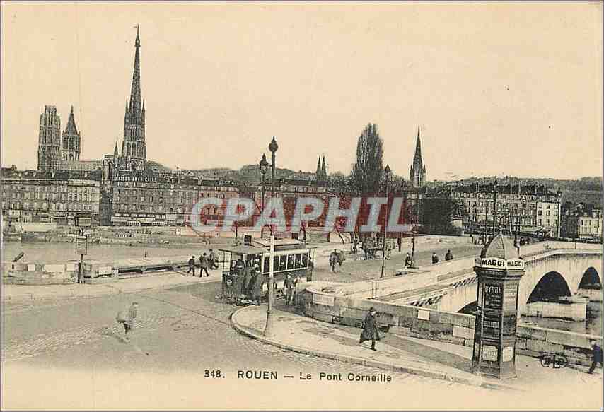 CPA Rouen  -  Le Pont Corneille Tramway