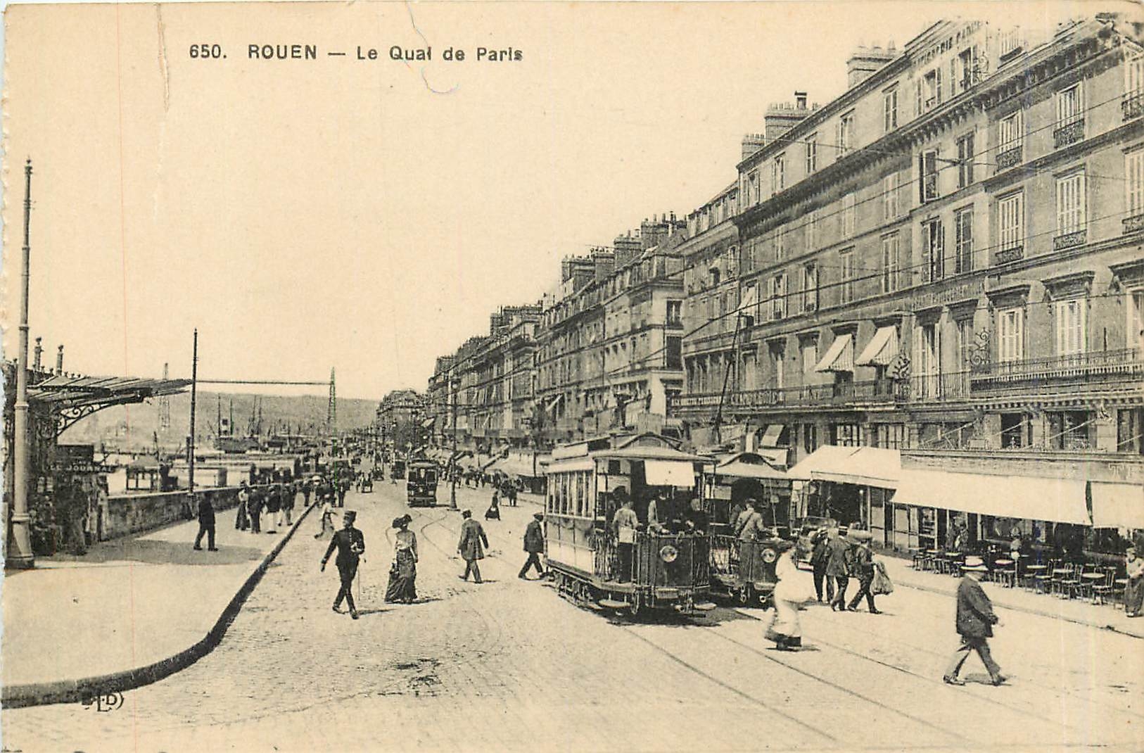 CPA Rouen  -  Le Quai de Paris Tramway