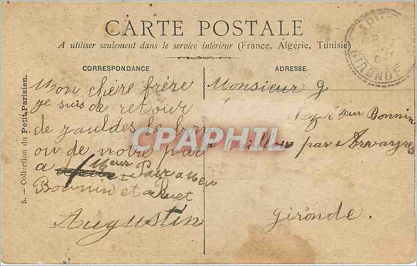 CPA L'Etendard du 1er Regt de Chasseurs d'Afrique decore à la suite de la Bataille de San Pablo del  — Verso