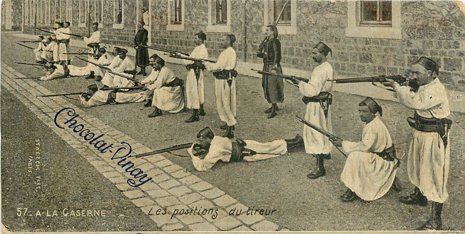 CPA A la Caserne  -  Les Positions du Tireur Militaria
