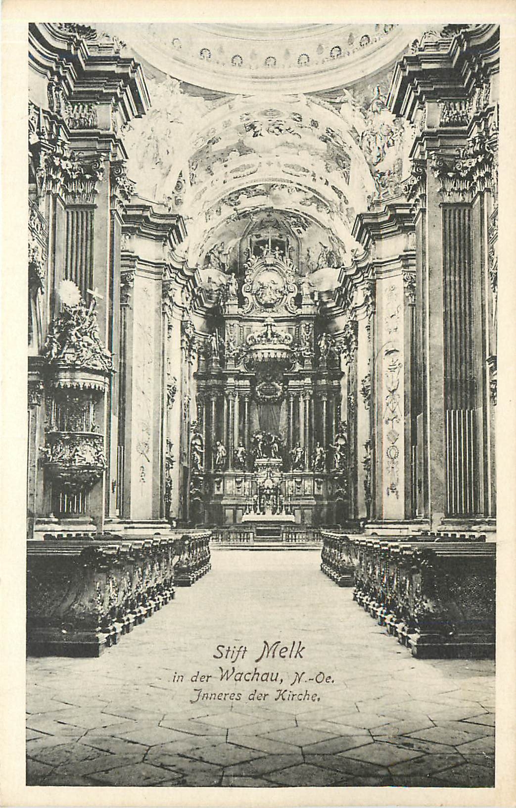 CPA Stiff Melk in der Wachau  N -Oe. Inneres der Kirche