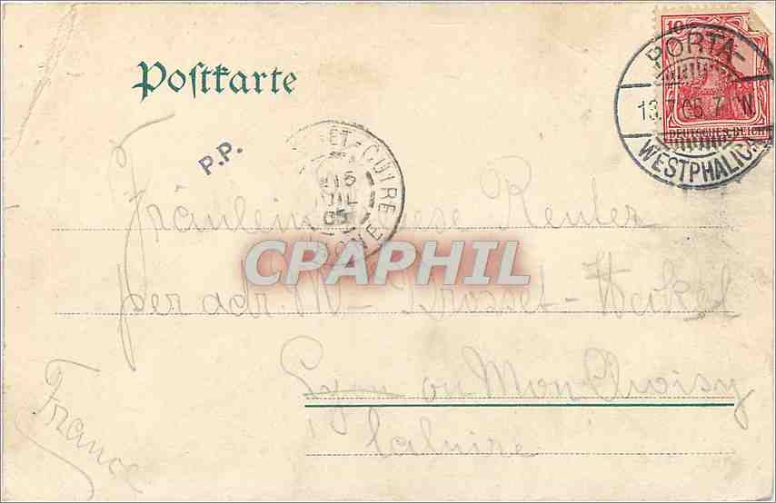 CPA Porta Westfalica.  Kaiser Wilhelm-Denkuinl — Rückseite