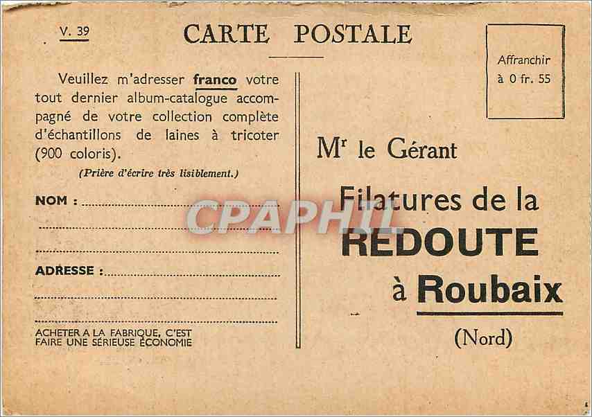 CPA Laines de la Redoute - ces beaux moutons vous apportent leur laine — Verso