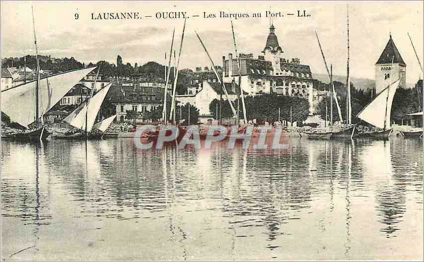 CPA Lausanne - Ouchy - les barques au port Bateaux