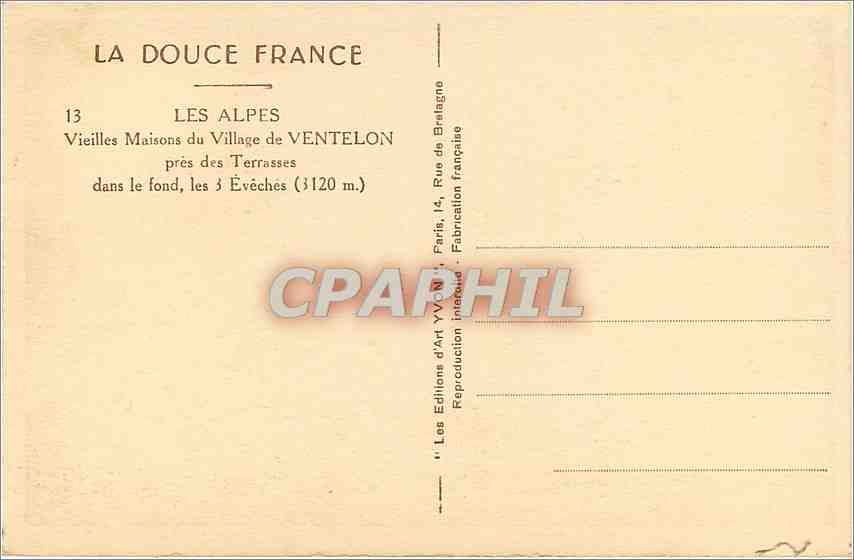 CPA Les Alpes Vieilles maisons du Village de Ventelon pres des terrasses — Rückseite