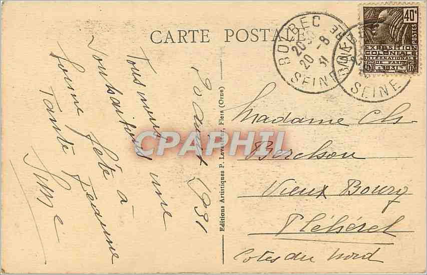 CPA Les Roches d'Oetre Ferie de la Suisse Normande  — Rückseite