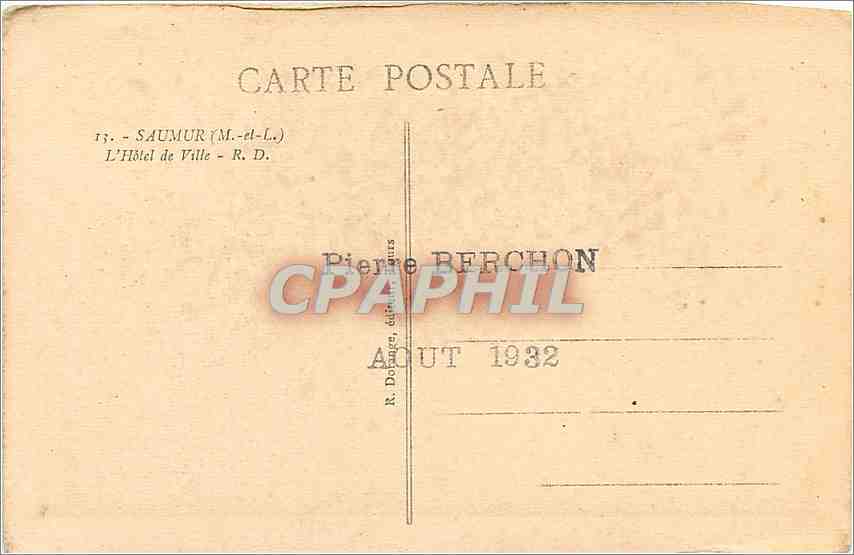 CPA Saumur - l'hotel de ville — Rückseite