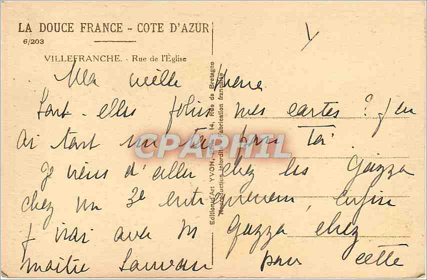 CPA Villefranche - rue de l'eglise — Rückseite