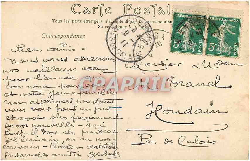CPA Vœux — Back
