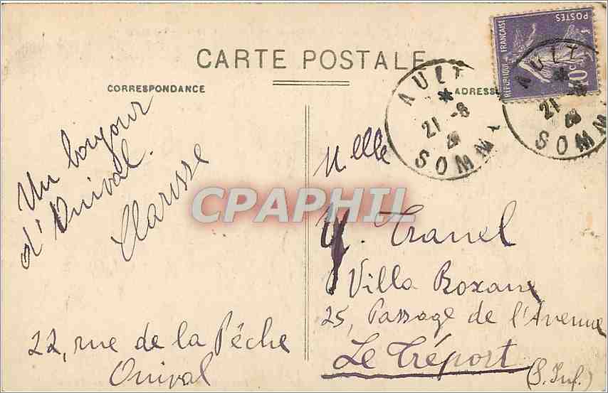 CPA Onival Somme - la plage et les falaises vers le Treport — Back