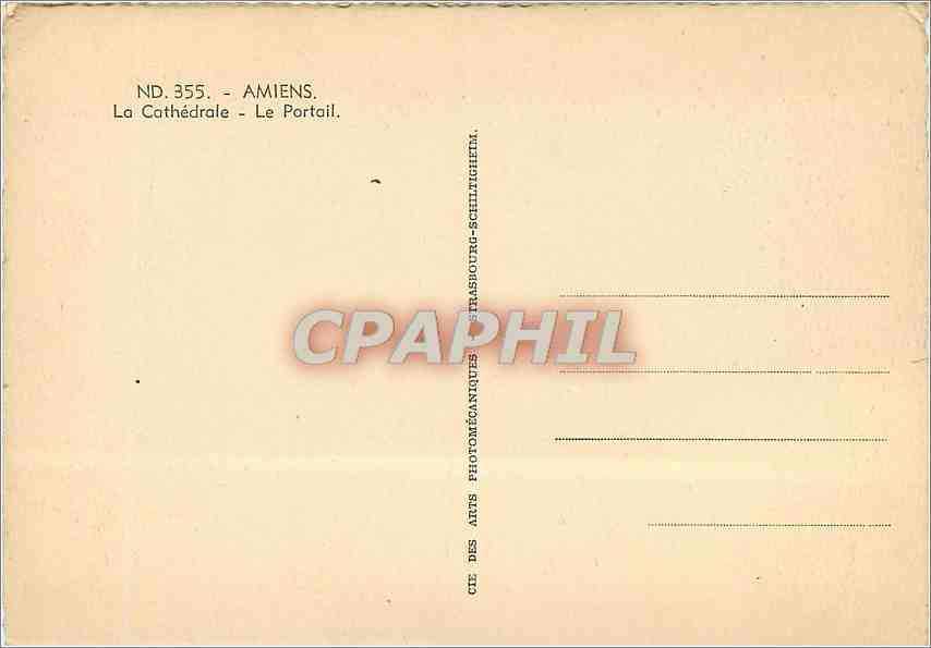 CPA Amiens la cathedrale - le portail — Rückseite