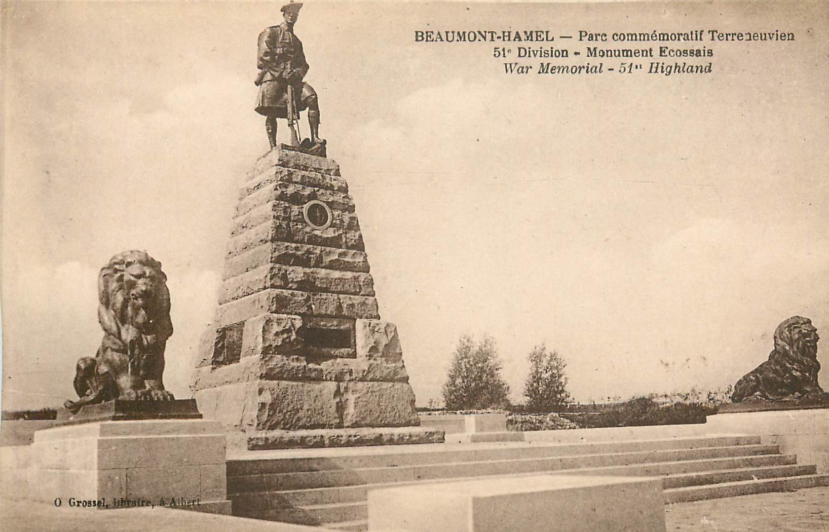 CPA Beaumont-Hamel Parc commemoratif Terreneuvien 51e division Monument ecossais Lion