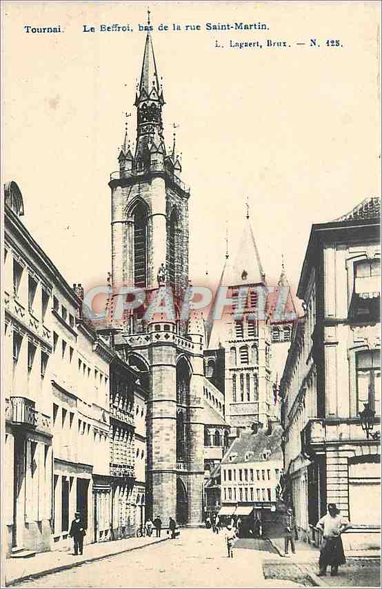 CPA Tournai le Beffroi bas de la rue Saint-Martin