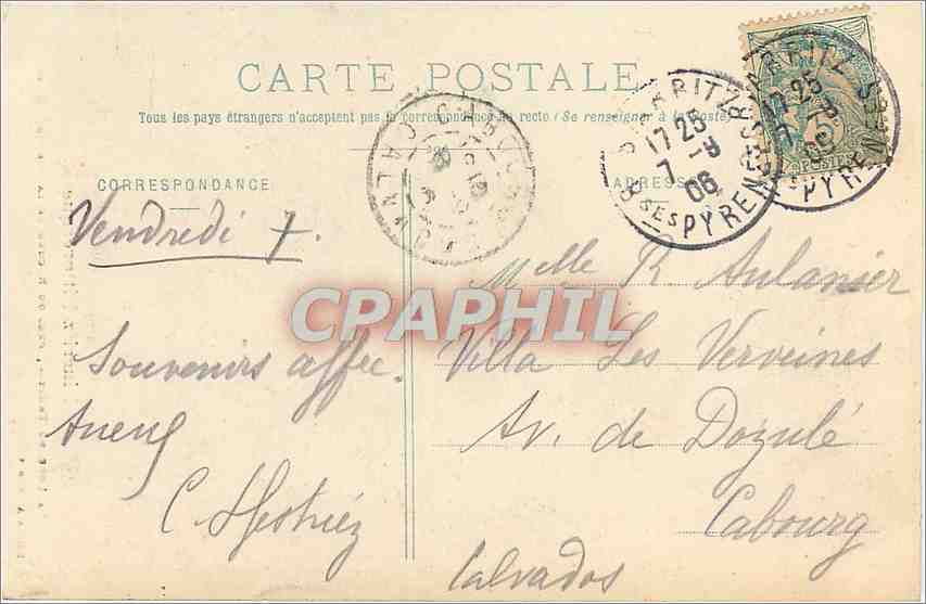 CPA Biarritz pittoresque - la loge du theatre pres du Rocher de la vierge — Verso
