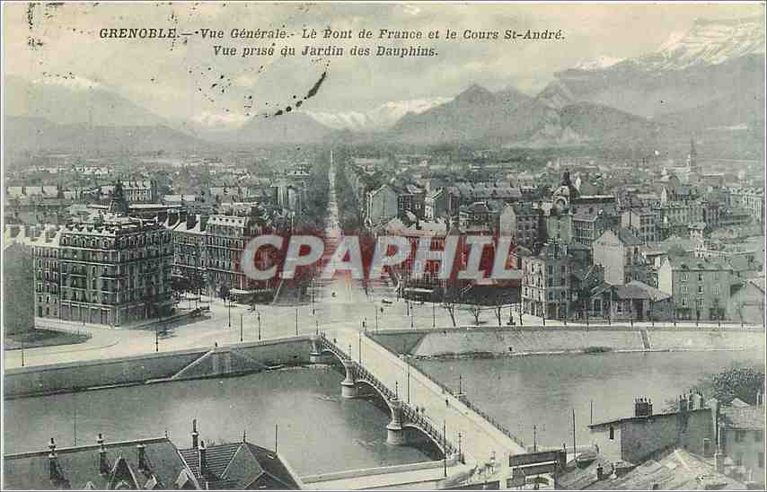 CPA Grenoble Vue generalele Pont de France et le Cours St-Andre vue prise du jardin des Dauphins