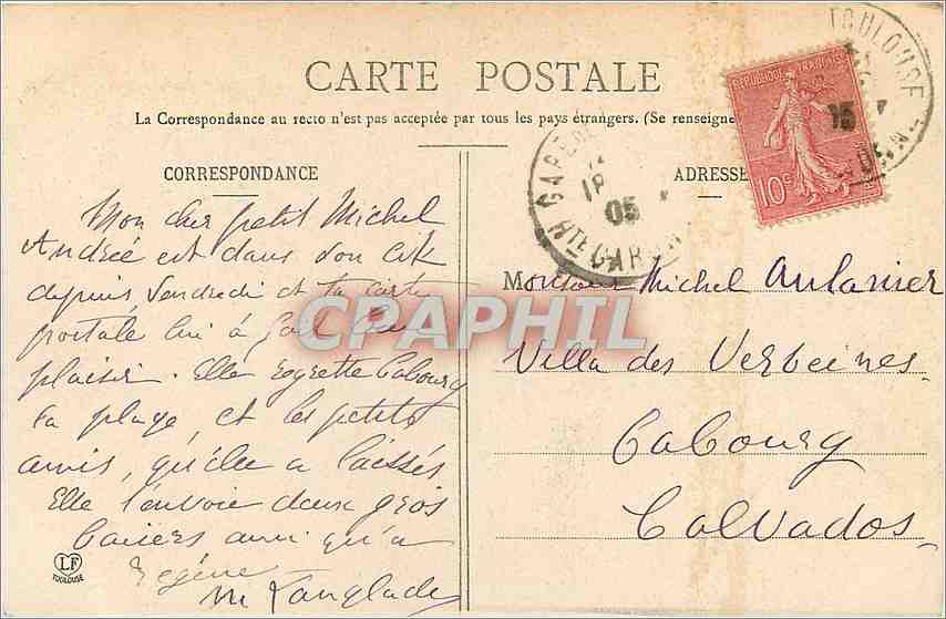 CPA Toulouse cour de l'hotel d'Assezat — Verso