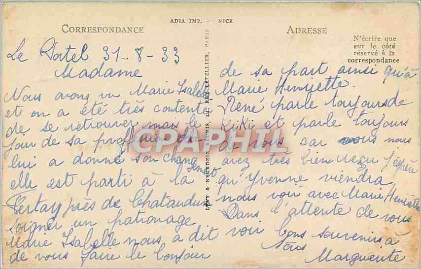 CPA Le Portel la plage et les villas sur la falaise — Rückseite