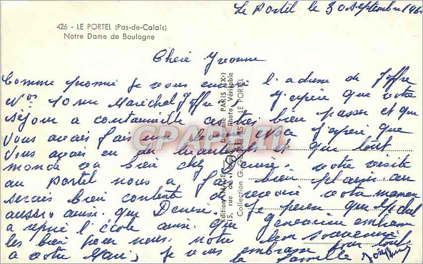 CPM Le Portel Pas-de-Calais Notre Dame de Boulogne — Rückseite