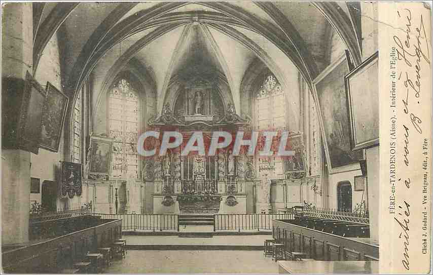 Évreux-en-Tardenois (Aisne) — Intérieur de l'Église — Éditeur J. Gouard, Évreux