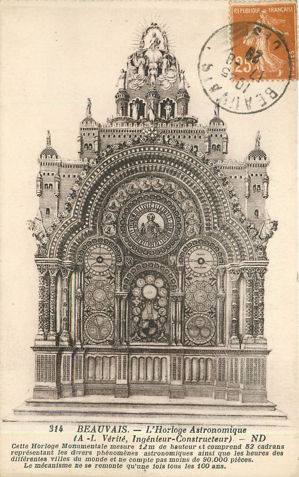 CPA Beauvais l'horloge astronomique