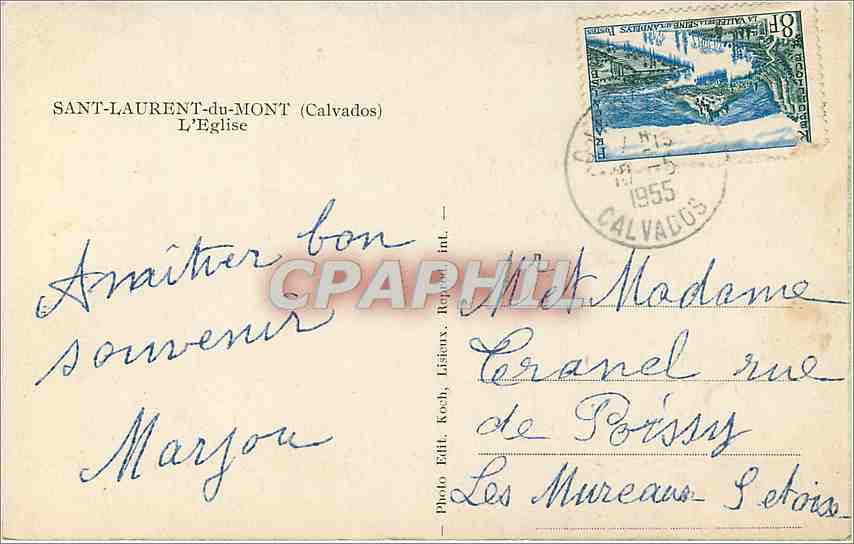 CPA Saint-Laurent-du-Mont Calvados l'eglise — Back