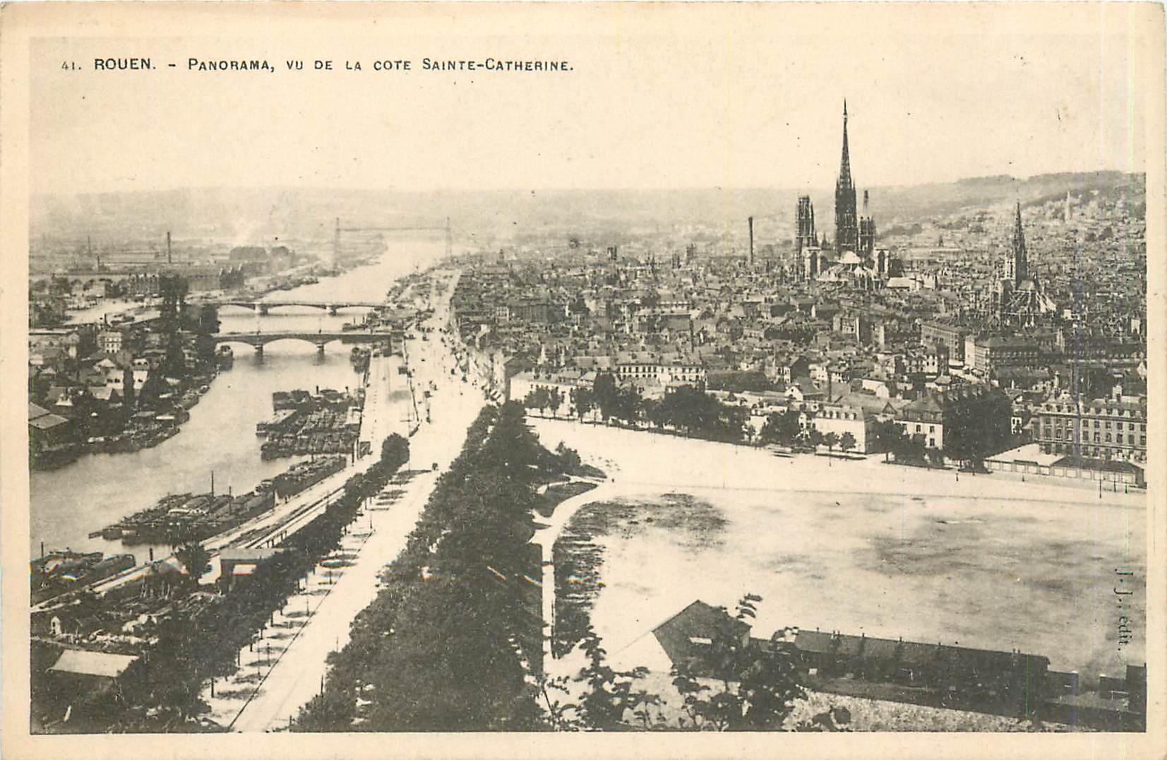CPA Rouen panorama vu de la cote Sainte-Catherine