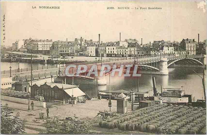 CPA Rouen le pont Boieldieu Bateau
