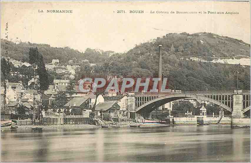 CPA Rouen le coteau de Bonsecours et le pont aux Anglais