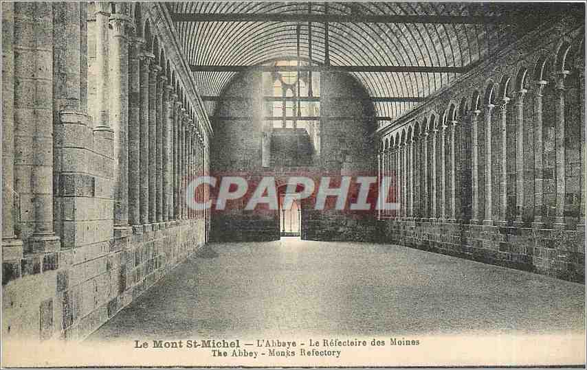 CPA le Mont St-Michel l'abbaye le refectoire des moines