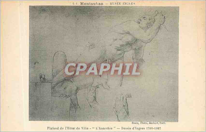 CPA plafond de l'hotel de ville "l'anarchie" dessin d'Ingres