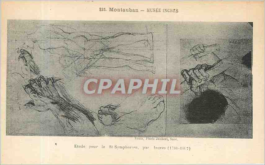 CPA etude pour le St-Symphorien par Ingres