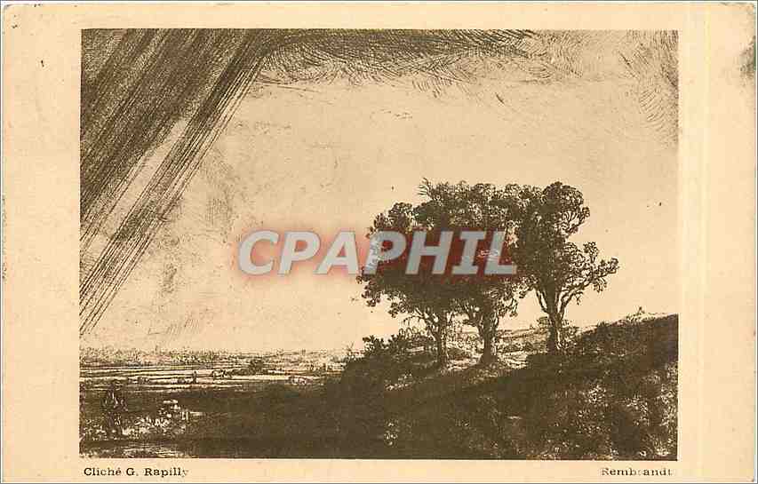 CPA paysage aux trois arbres