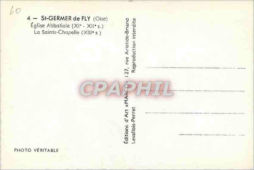 CPM St Germer de Fly Eglise abbatiale La Sainte Chapelle — Rückseite