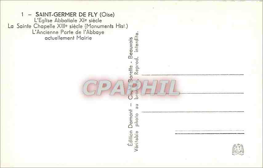 CPM St Germer de Fly Eglise abbatiale La Sainte Chapelle L'ancienne porte de l'abbaye actuellement M — Rückseite